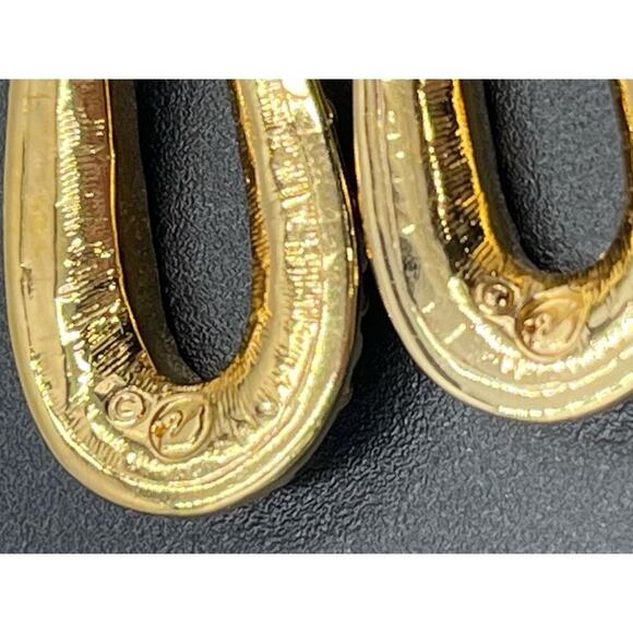 SWAROVSKI Swan Vintage Gold Crystal Dangle Drop Designer Door Knocker Earrings - Picture 6 of 14